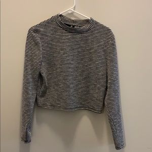 H&M Striped Mockneck Crop Top
